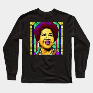 Aretha Franklin Stained Glass Long Sleeve T-Shirt